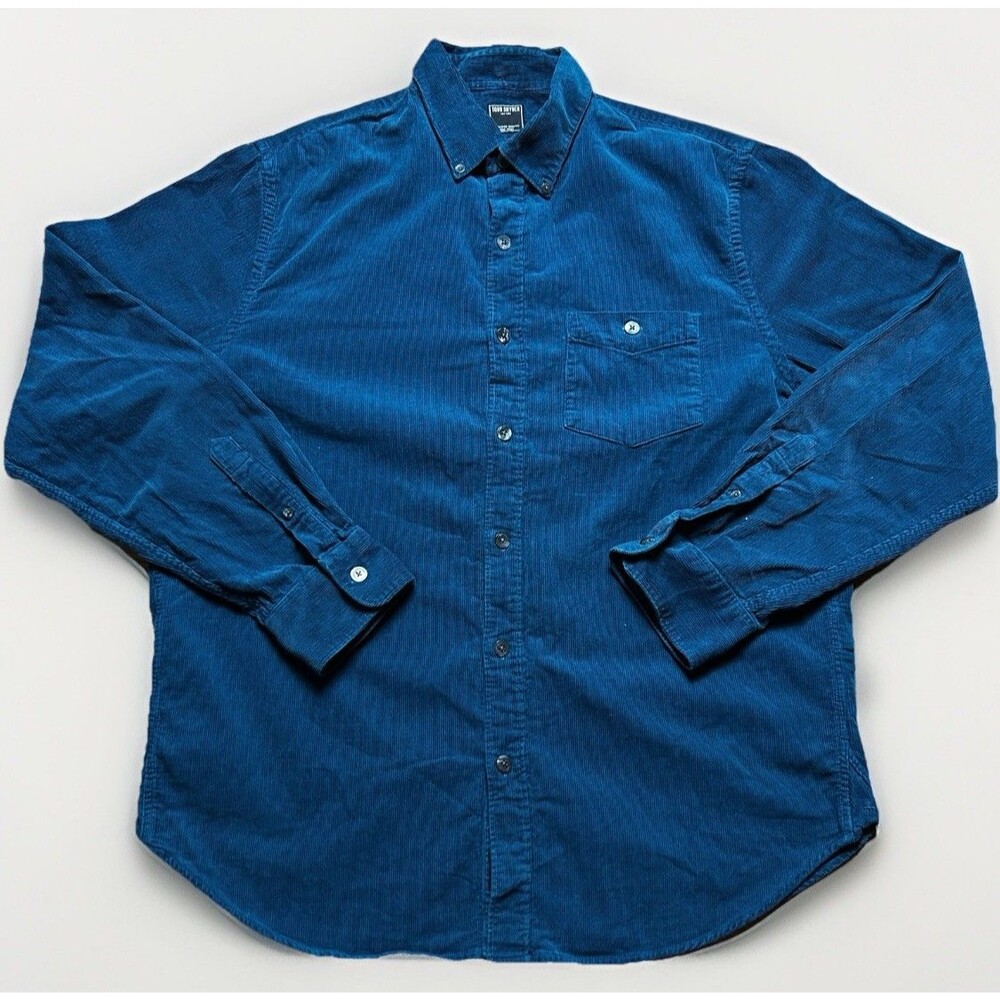 Todd Snyder Shirt Mens Large Blue Corduroy Pinwale Button Down Portugal Made